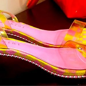 Gianni Bini Lime Green & Pink Kitten Heels!